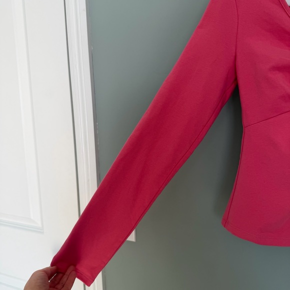 NWT Reformation "Silas" Snapdragon Pink Front Cutout Long Sleeve Knit Top - Picture 4 of 15